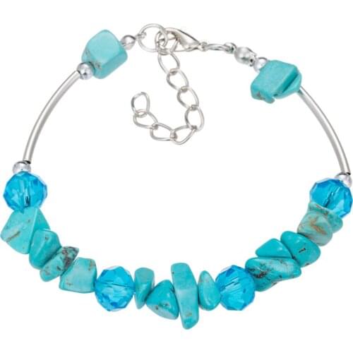 HOCOLE Newest Crystals Gem Natural Stone Bracelets Femme Bracelets Single Strand Lazuli Reiki Gravel Bracelet For Women Girls