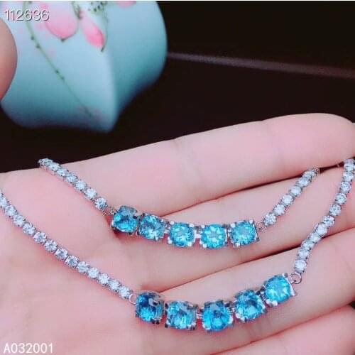 KJJEAXCMY fine jewelry natural blue topaz 925 sterling silver new women hand bracelet support test luxury