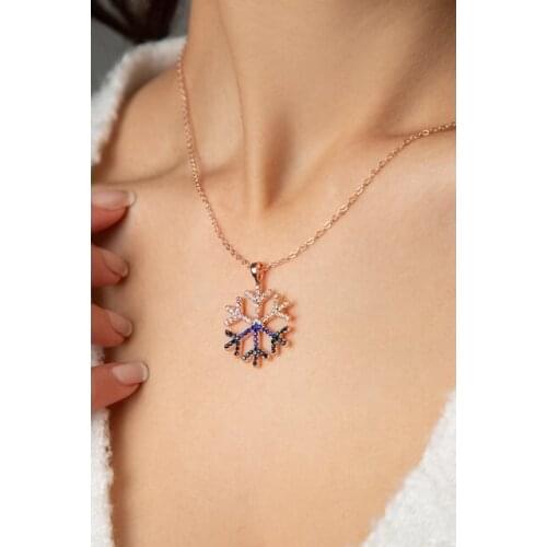 Womens Color Flow Snowflake-Pattern Necklace