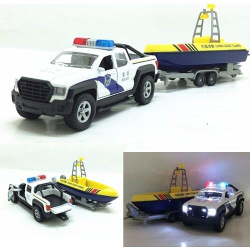 1:32 high simulation pickup truck police car speed boat childrens toy alloy car model pull back sound and light boy toy