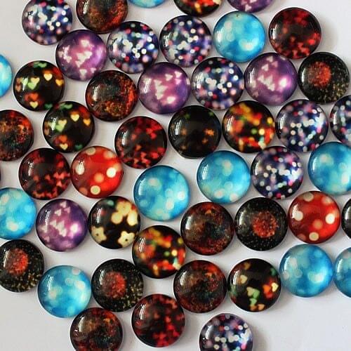 12mm Mixed Style Star Round Glass Cabochon Dome Jewelry Finding Cameo Pendant Settings 50pcs/lot (K03039)