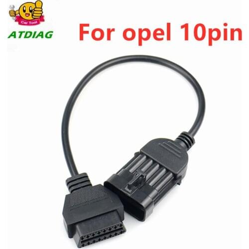 10Pin OBD OBD2 Connector Cable Works For Opel OPCOM Diagnostic Adapter Opel 10 Pin to OBDII 16 Pin Free Shipping