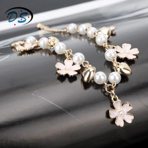 2018 Newest Boho Jewelry Flower Pearls Bracelets for Woman Fashion Jewelry Hand Catenary Bangle&Bracelet