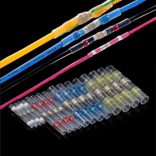 30Pcs Waterproof Heat Shrink Solder Sleeve Waterproof Soldering Splice Terminals Insulated Electrical Wire Butt Connectors