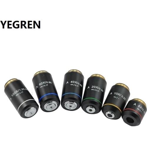 4X 10X 20X 40X 60X 100X Achromatic Infinity Objective Lens with RMS Mounting for Biological Microscope Zeiss Olympus Microscope