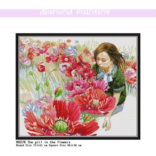 5D DIY Diamond Painting Kits The Girl In The Flowers Set Round & Square Embroidery Mosaic Rhinestones Full Drill Home Decor Gift