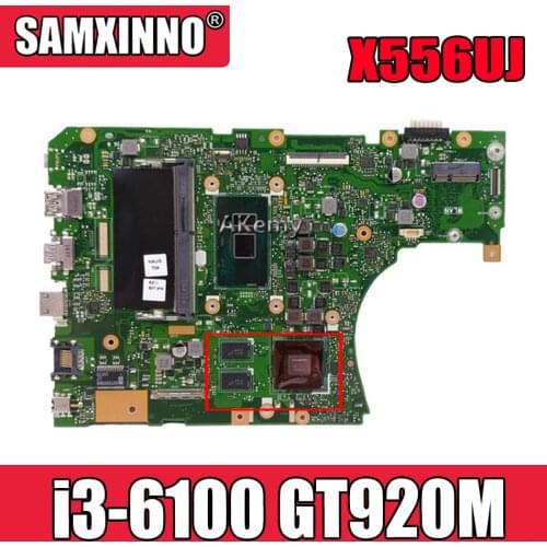 Akemy X556UJ i3-6100 CPU GT920M 2GB N16V-GM-B1 4GB RAM Mainboard REV 2.0 For Asus X556UJ X556UV Laptop Motherboard