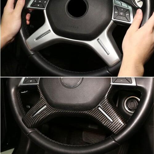 Car Carbon Fiber texture Steering Wheel Panel Frame Cover Sticker Trim For Mercedes Benz C Class W204 2011 2012 2013