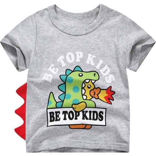 Bambino 2021 White Summer Tee for Boys 2-7 Years Dinosaur T Shirt of Children Top Clothes of School Kids 100% Cotton Clothing