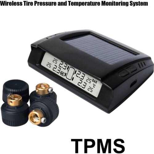 Solar Power Wireless Tire Pressure Monitoring System Car TPMS with 4pcs External sensor
