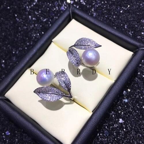 Big Leaf Ring Mountings Base Findings Accessories Jewelry Mounts Settings Parts for Freshwater Akoya Edison Pearls Crystal Jade