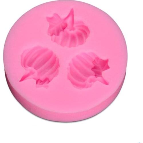 DIY Cake Decorating Three Pumpkin Shaped Fondant Sugar Art Tools DIY Cake Decorating Tools 3D Silicone Molded D075