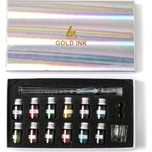 Crystal Starry Sky Glass Ink Pen Glass Dip Pen For Writing Fountain Pen Set