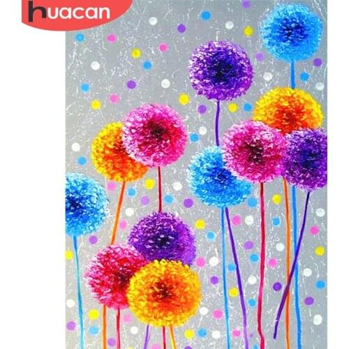 HUACAN 5D DIY Diamond Painting Flower Cross Stitch Kit Mosaic Diamond Embroidery Dandelion Full Square Drill Home Decoration
