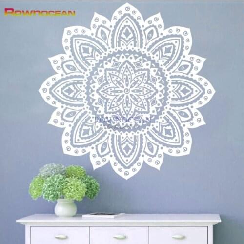 Customized Color Yoga Mandala Indian Round Lotus Art Wall Stickers Home Decor Living Room Interior Muursticker Flowers MA-11