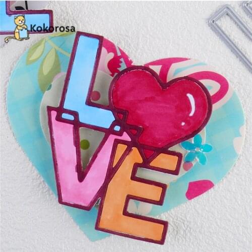 Kokorosa Love Frame Metal Cutting Dies Scrapbooking Stencils Embossing Paper Die Cut Photo Album Decor Template 2021 New