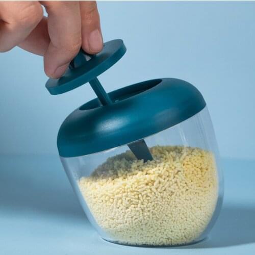 Kitchen Condiment Storage Container With Scoop and Lid Plastic Salt Pigs Spice Chicken Essence Jars Seasoning Bottle