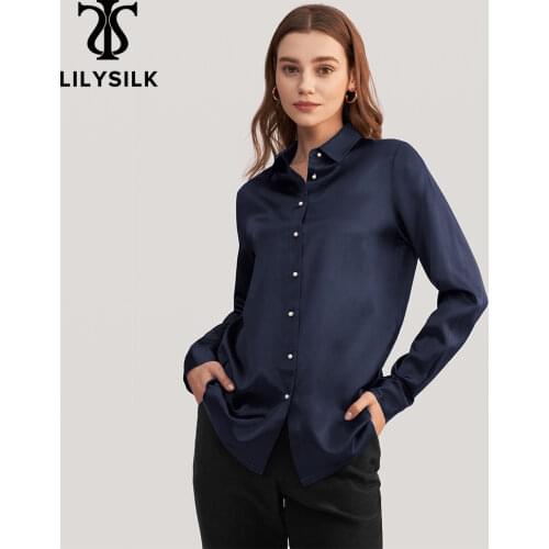 LilySilk Silk Shirt Classic Pearl Button Women NEW Free Shipping