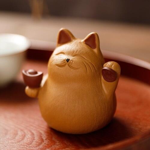 Lucky Cat Purple Clay Tea Pet Tea Accessories Ceramic Figurine Tea Ceremony Chinese Tea Purple Clay Tea Set Tea Pets BG50TP