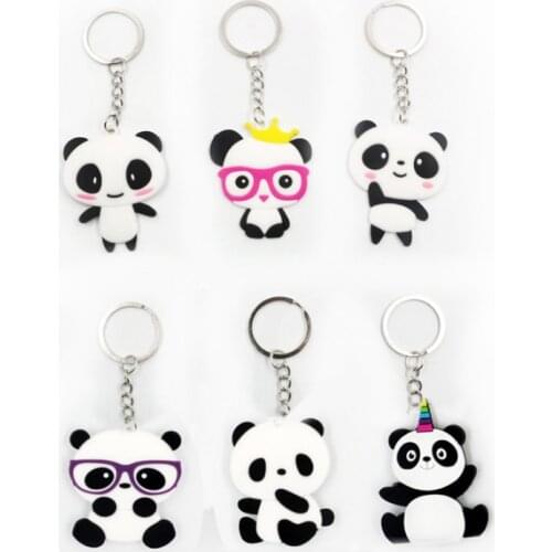Cute Panda Animal Keychain Bag Key Ring Children Toys Car Keychain Phone Accessories Bithday Party Decorations Kids Wedding Gift