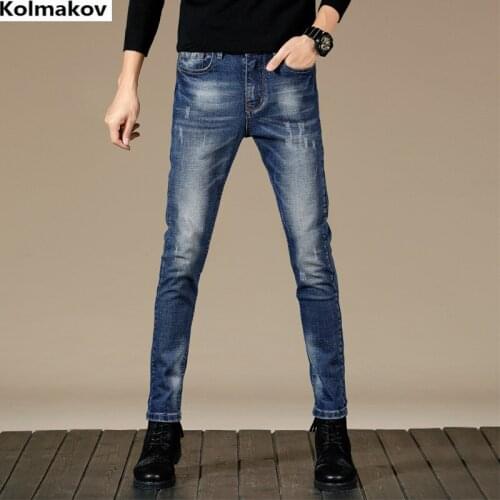 2019 Autumn New men Jeans blue Classic Fashion Designer Denim Skinny Jeans mens casual High Quality Slim Fit Trousers