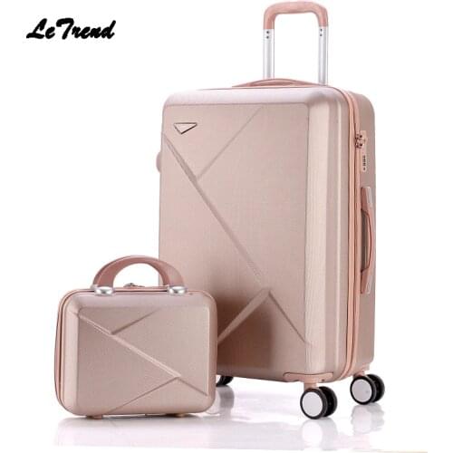 Letrend Women Suitcases Wheel Trolley Rolling Luggage Set Spinner vintage password Travel Bag Student 20 inch Carry on Luggage