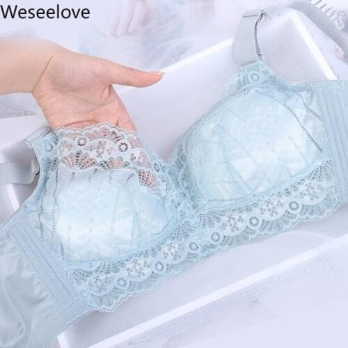 Weseelove Underwear Womens Large-Size Push Up Bras Plus Size Women Adjustable Full Cup Thin Lace Top Bra Sexy Lingerie B19