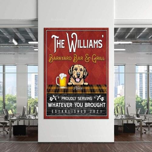 Personalized bar and grill dogs poster, dogs poster, dog lover gift, dinking poster