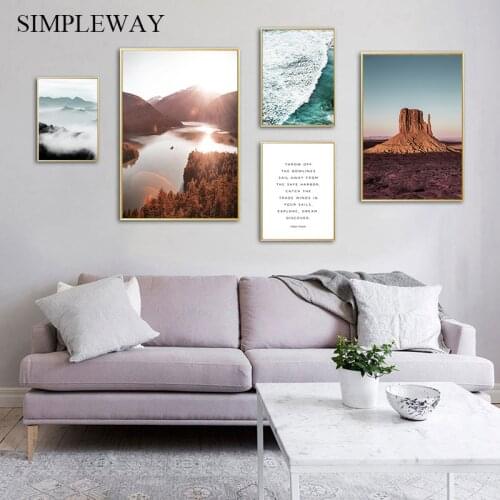 Scandinavia Fog Forest Canvas Wall Art Poster Mountain Lake Landscape Print Painting Ocean Quotes Decorative Picture Home Decor