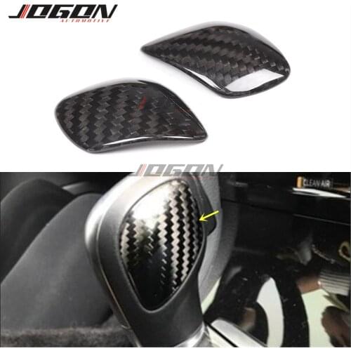 2pcs AT Car Gear Shift Knob Head Stick Cover Trim Carbon Fiber Made For Volkswagen VW Golf 7 Mk7 GTI GTE VII 2014 - 2019