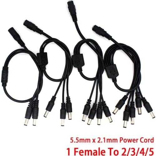 DC Power Splitter 12V 1 Female To 2 3 4 8 Male Cable Connector 5.5mm x 2.1mm Power Cord For CCTV Camera LED Strip Game Console