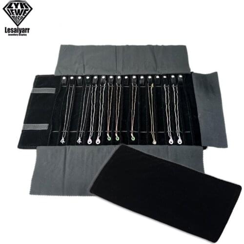 Travel Jewelry Organizer Roll Foldable Jewelry Case for Journey-Pendant Necklaces Jewerly Storage Bag Velvet Storage Box