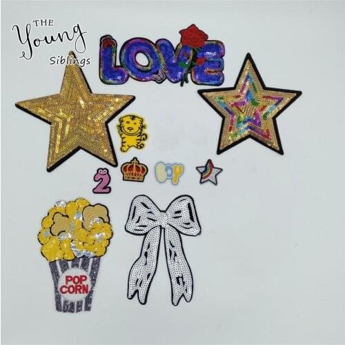 Mixture Fashion Sequins Sewing Clothes Iron On Patches Popcorn Dog Hotfix Applique Motifs Sew On Clothing Stickers Accessories