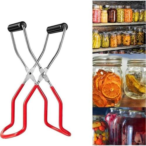 Steel Can Tongs Clip Canning Jar Lifter With Grip Handle Bottle Heat Resistance Cans Anti-clip Jar Holder Glass Clamp V0T6