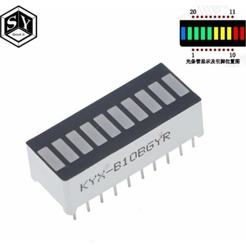 GREAT IT 10 grid digital segment LED light bar super bright 2 red+3 yellow+4 green+1 blue light flat tube B10BRYGB