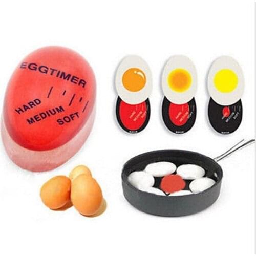 1pcs Egg Perfect Color Changing Timer Yummy Soft Hard Boiled Eggs Cooking Kitchen Eco-Friendly Resin Egg Timer Red timer tools
