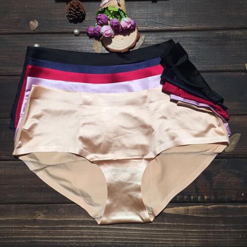 Large Size Underwear Womens Fat Increase Plus Fat 100 Kg Pure Color Comfortable Sexy Smooth Seamless Mid-waist Briefs