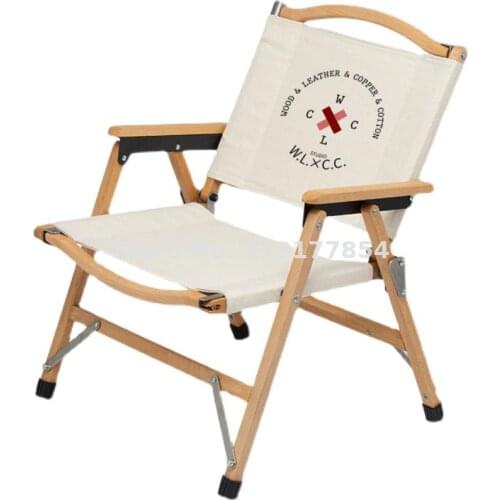 Solid wood outdoor camping chair folding canvas chair fishing picnic camping chair