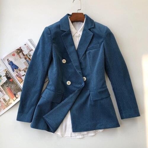 Brand fashion womens high-end luxury autumn winter vintage rose red corduroy suit blazer coat