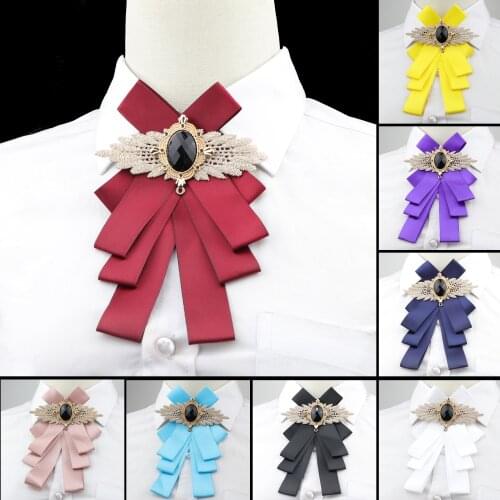 Women Solid Bow Tie Gorgeous Vintage Chic Bowtie Elegant Jewelry Collar Cravat Adjustable Detachable Collars Shirt Accessory