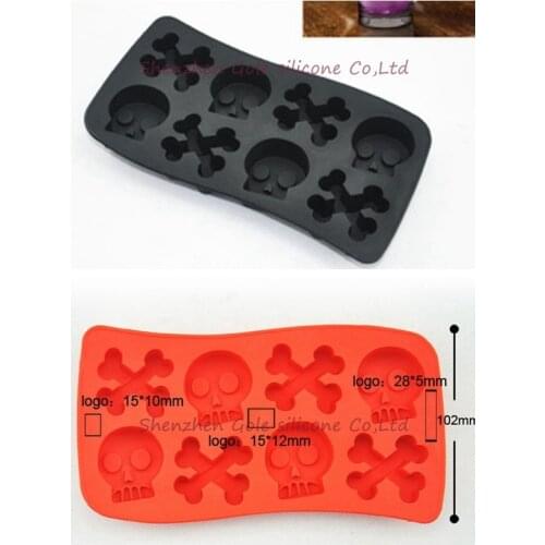 100pcs/lot Skull Mold Silicone Mold Cooking Tools Cookie Cutter Ice Molds Ice Trays Ice Cream Tools Ice Cube Tray