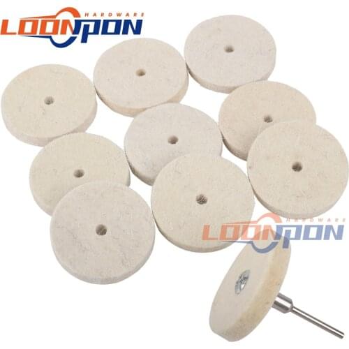 2inch Wool Felt Polishing Buffing Wheel Grinding Abrasive Pad+1pcs 3 mm Shanks for Dremel Rotary Tool Electric Drill 10-20pcs