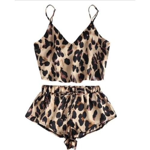 2pcs/set Women Pajama Set Lingerie Nightwear Sleepwear Summer Thin Camisole Top Shorts Underwear Pajamas Set