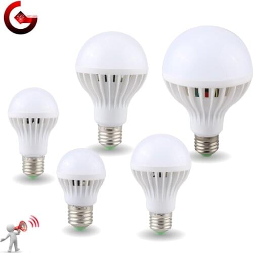 Led Bulb 3W 5W 7W 9W 12W Sound Sensor Light AC 220V 230V 240V Auto Smart Led Sound Light For Stair Hallway Night Light LED Lamp