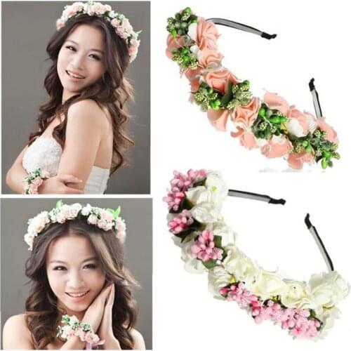 2021 Fashion New Beautiful Flower Wreath Bridal Headband Wreath Holder Hoop Wedding Jewelry Wedding Headdress Flower Crown