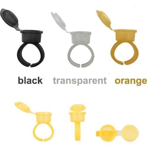 50pcs Tattoo Ink Ring Cups with Lid Plastic Ink/Glue Holder 3 Colors Disposable Microblading Pigment Caps Accessory PMU Supplies