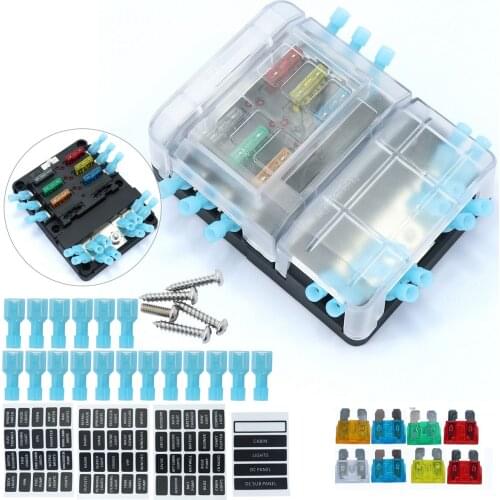 6 Way DC32V 100A Blade Fuse Blocks Quick Terminals with Car Fuse+12P Negative Busbar Fuses Auto Replacement Parts