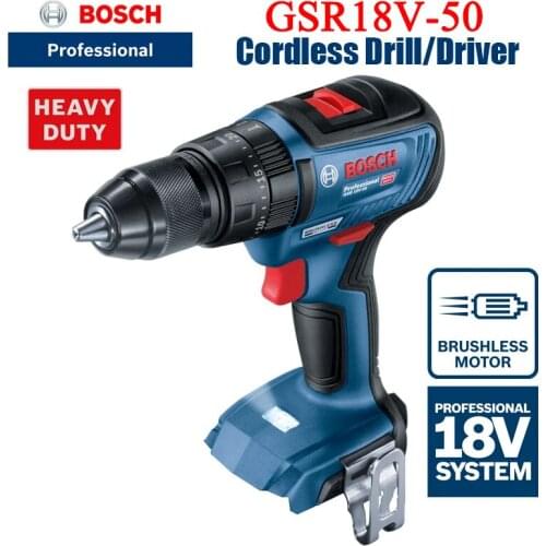 Bosch Cordless Drill 18V Lithium battery charging Screwdriver Cordless Drill Screwdriver Brushless Motor (Bare Metal) GSR18V-50