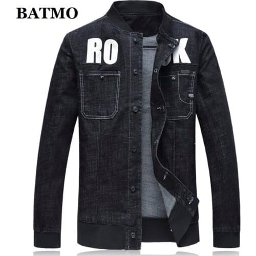 Batmo 2021 new arrival autumn high quality cotton denim casual jackets men,mens black jackets ,plus-size XXL-6XL 7109
