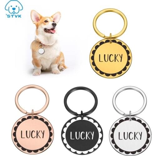 Custom Dog Tag Engraved Pet Dogs Collar Accessories Personalized Anti-lost Cat Puppy ID Tag Stainless Steel Name Tags Pendant